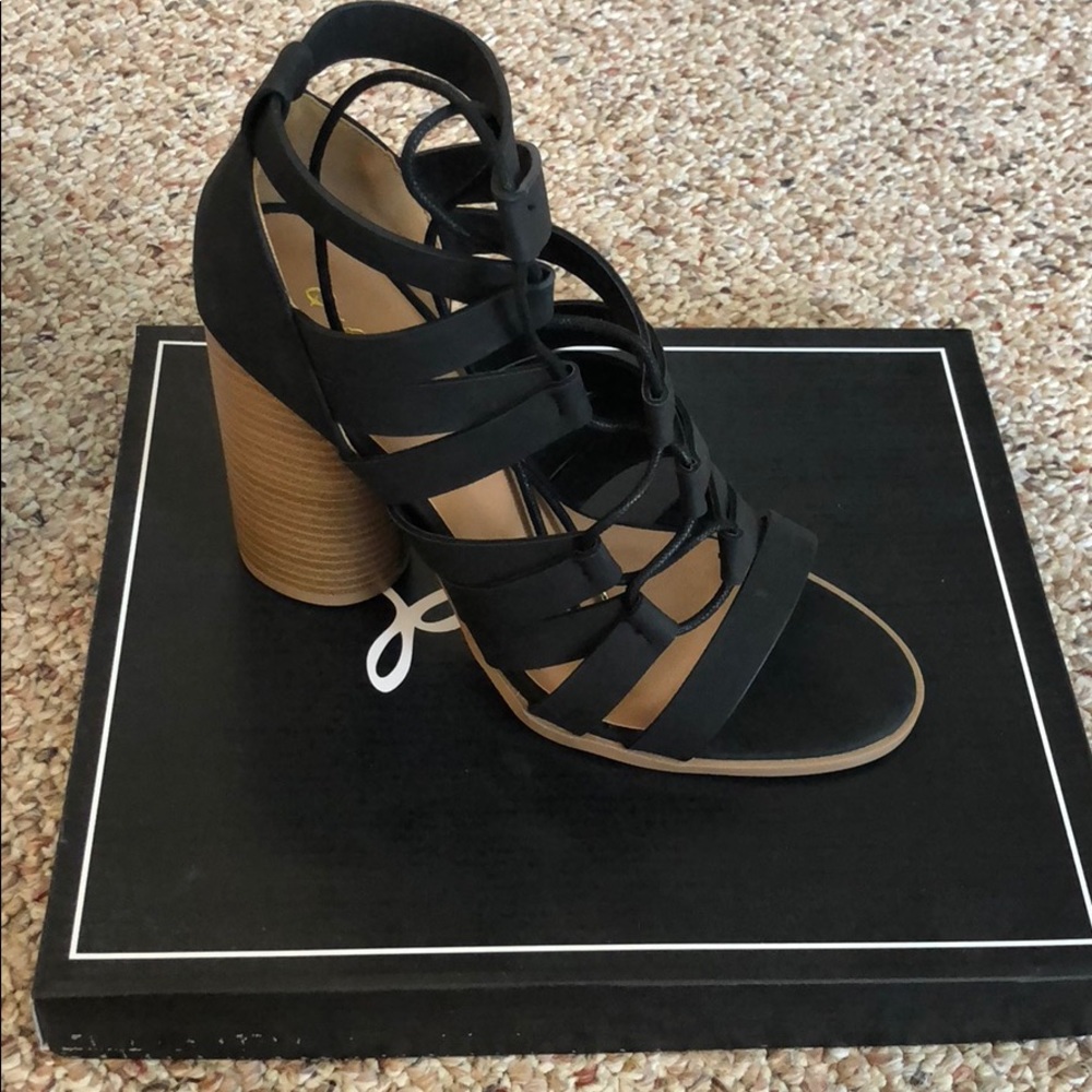 Black lace up heels